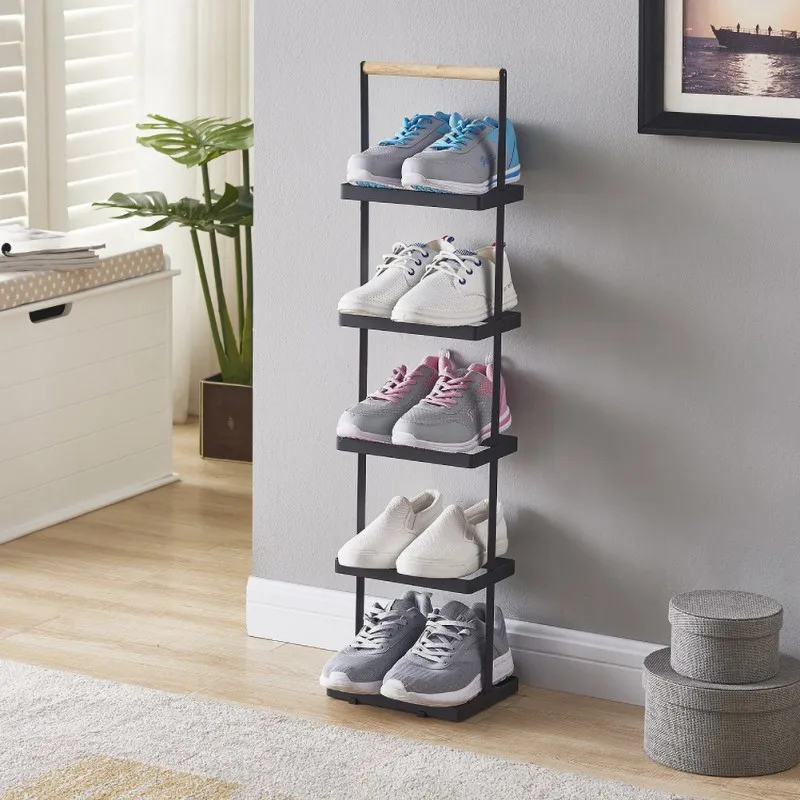 

High-end Wrought Iron Shoe Rack Home Creative Shoe Cabinet Storage Rack Shoe And Slippers Rack Black And White