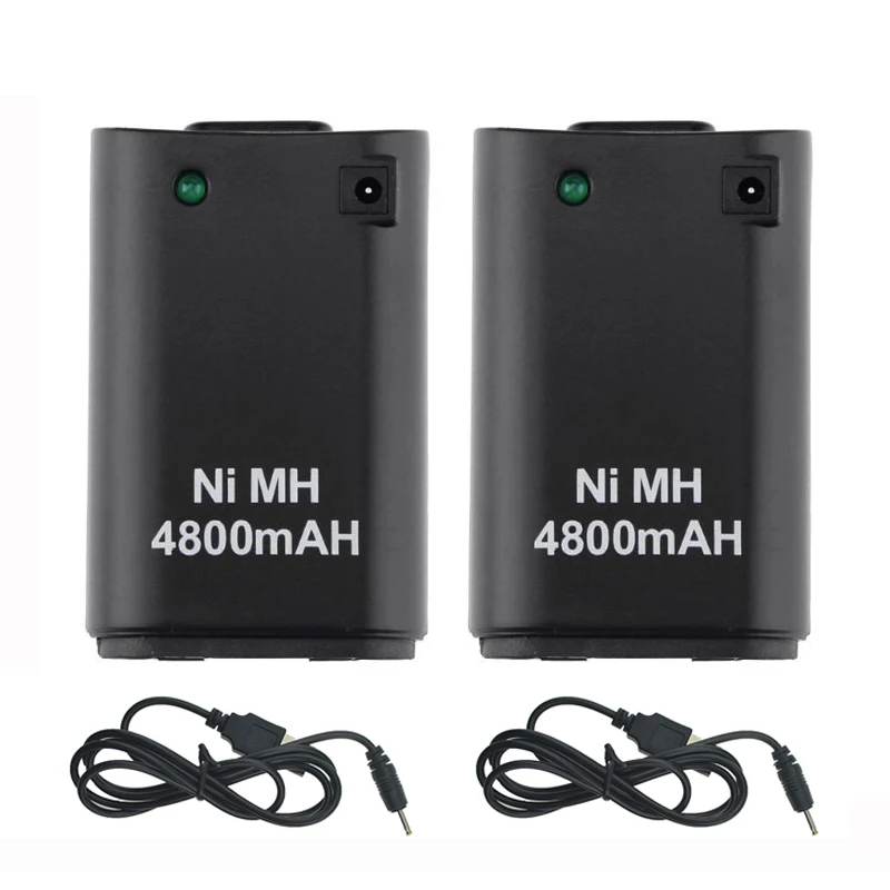 Аккумулятор для Xbox 360 2 шт. батарея 4800 мАч с USB-кабелем аккумулятор беспроводного