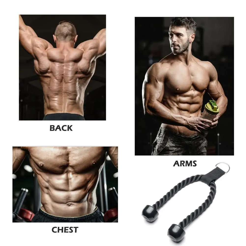

Heavy Duty Tricep Rope Abdominal Crunches Cable Pull Down Laterals Biceps Muscle Training Fitness Body Building Gym Pull Rope