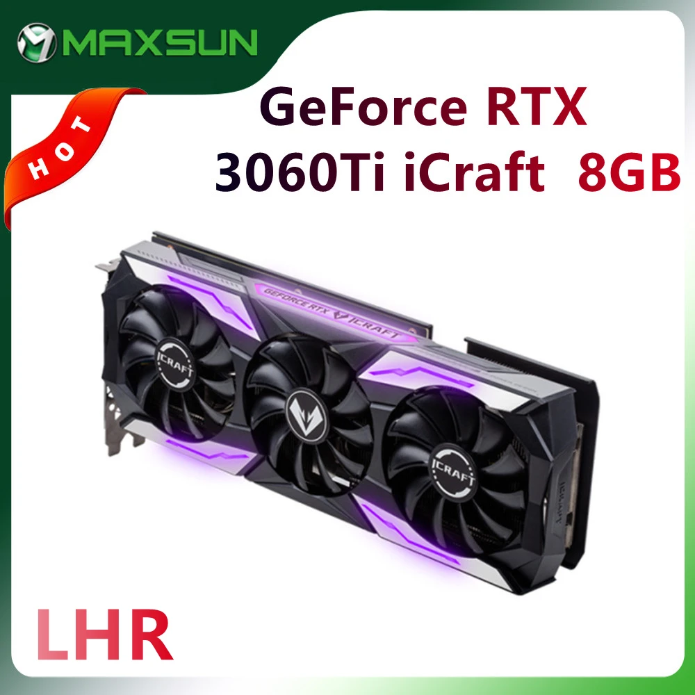MAXSUN Новый RTX 3060Ti iCraft 8 Гб GDDR6 GPU NVIDIA компьютер ПК 256bit DP * 3 PCI Express X16 4 0 RGB игровая