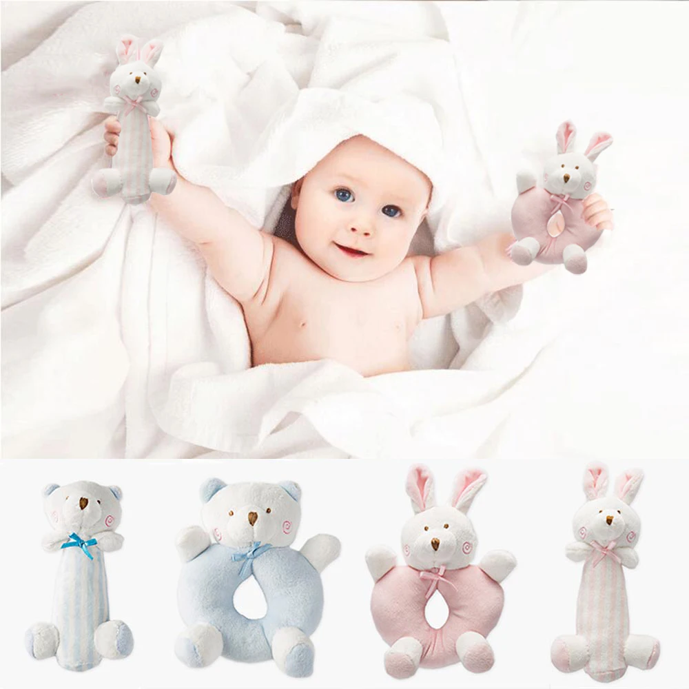 Милый Детский плюшевый погремушка с кроликом и медведем для новорожденных