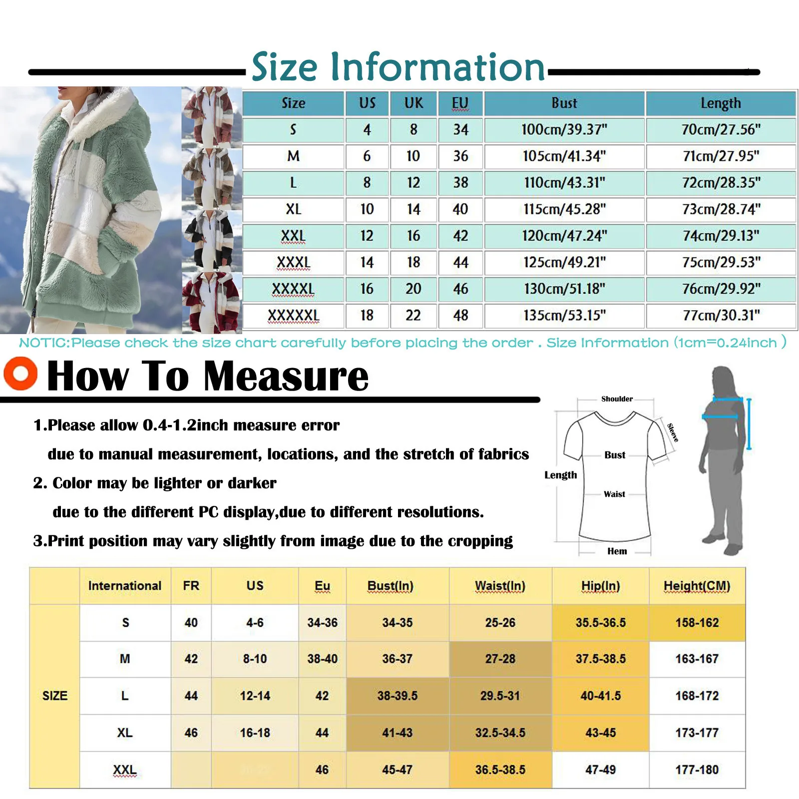 

2021 Zipper Jackets Womens Winter Fashion Splicing Casual Loose Plush Fleece Coats Long Sleeve Zipper Pocket Hooded Outwear