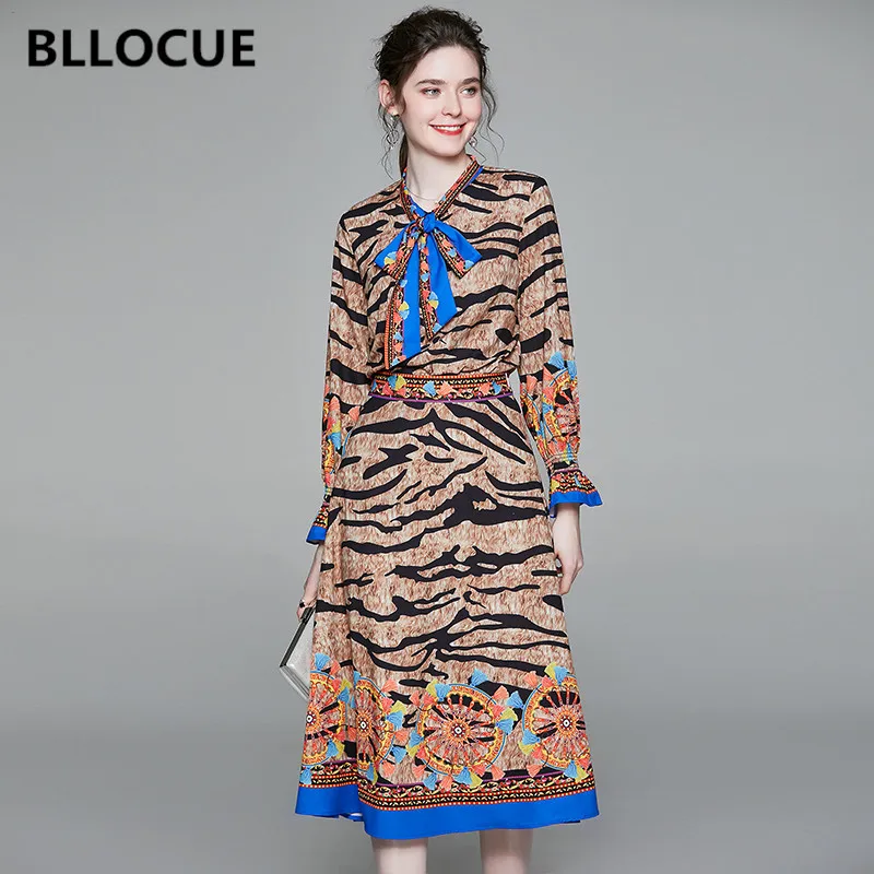 BLLOCUE/осенний Модный Элегантный комплект из 2 предметов с леопардовым принтом