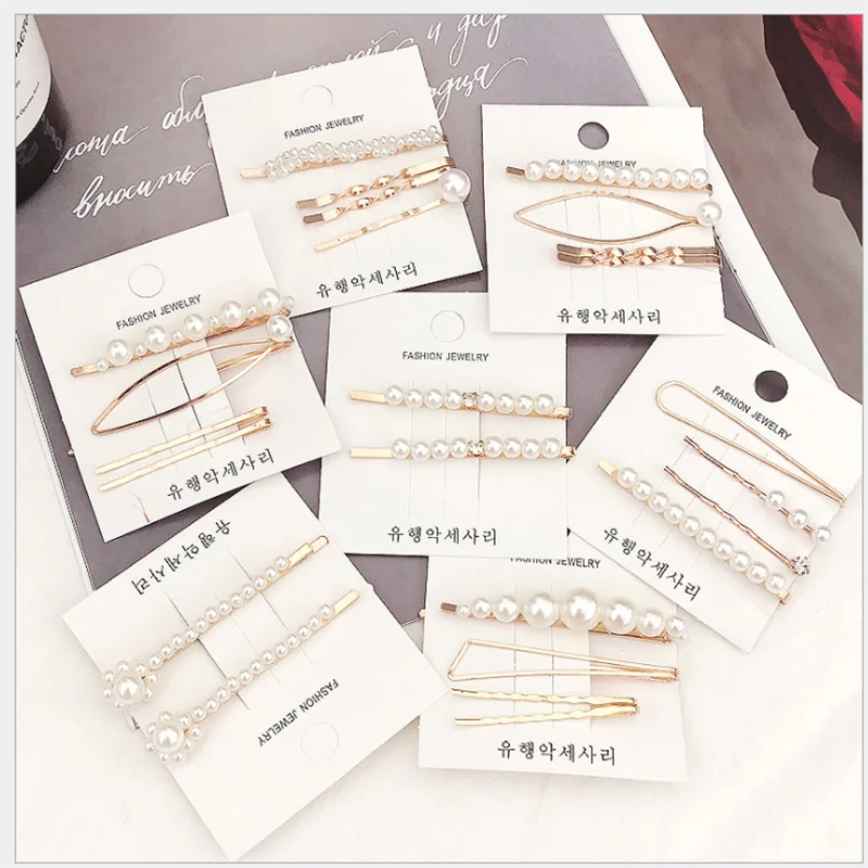 Заколка для волос с жемчугом ракушками и цветами золотистые черные сердца