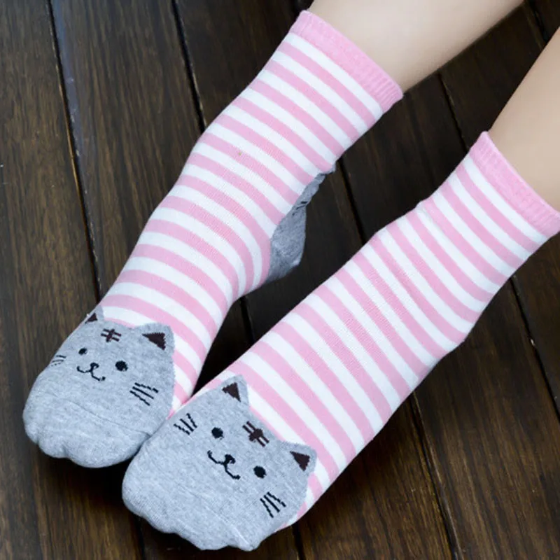 

Ladies 3D Animals Striped Cartoon Socks Girl Cat Striped Elastic Casual Cotton Socks Non-slip Low Cut Socks
