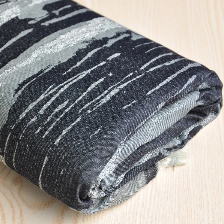 Бесплатная доставка черная ткань из 100% вискозы с неровной полоской дамасский