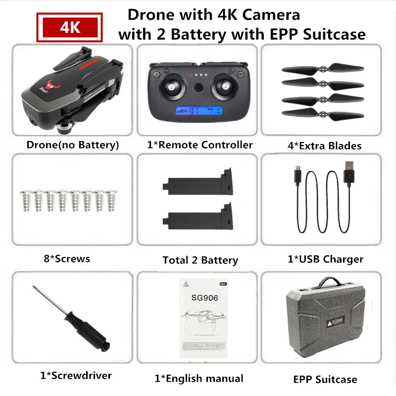 Black 2B EPP Box ZLRC SG906 RC gps Дрон 4K оптический поток Квадрокоптер с 5G wifi камерой селфи Дрон складной Квадрокоптер VS SJRC F11 PRO X9 - Цвет: Black 2B EPP Box