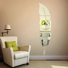 3D перо, акриловые зеркальные настенные декоративные наклейки, модные самоклеящиеся наклейки для самостоятельного декора стен в гостиной