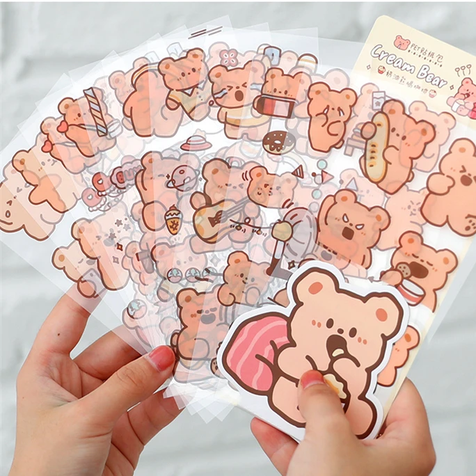 

Cute Cartoon Animal Cream Bunny Decorative Stickers for Diary Scrapbooking DIY Bottle Crafts