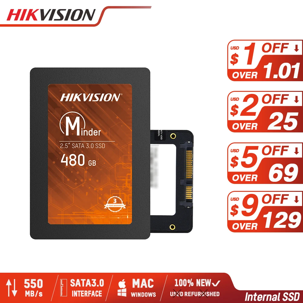 

Hikvision SSD SATA3 2.5 480GB Upto 550MB/s 120GB 240GB 960GB 1TB 2.5inch 3D NAND for PC Laptop 2.5 " Internal Solid State Drive