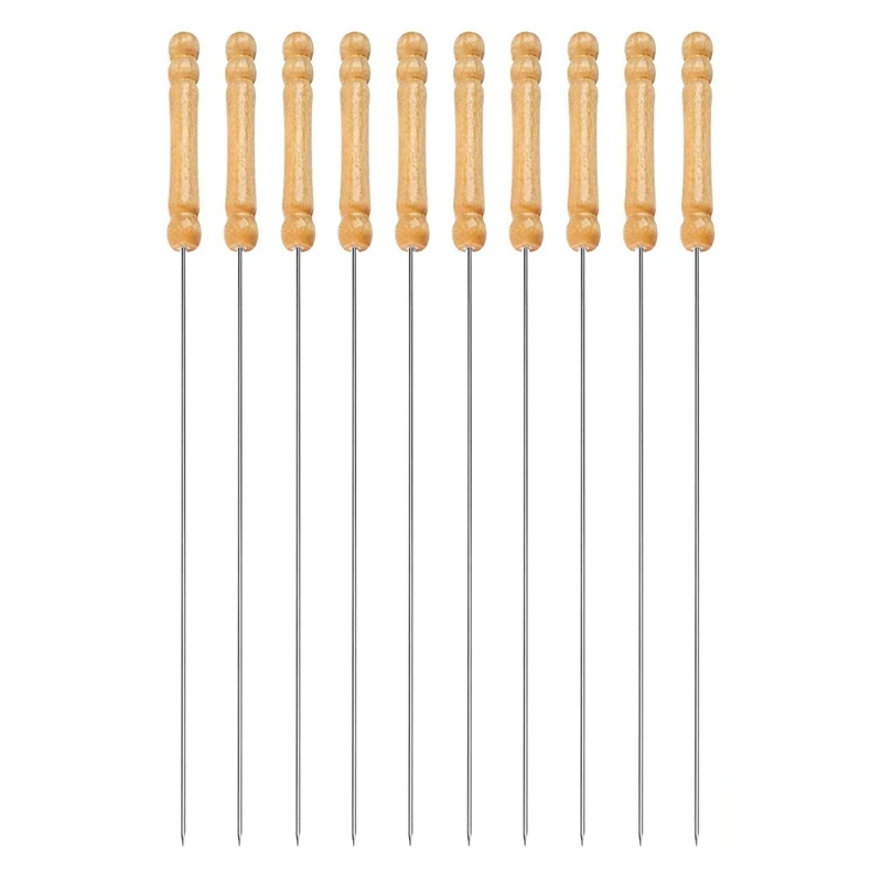 

Barbecue Skewers, 50 PCS Barbecue String with Wooden Handle BBQ Stick Needles Outdoor Camping Outings Cooking Tools