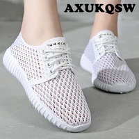 lace up running shoes 2020 summer mesh breathable casual shoes flat soft bottom sneakers non slip outdoor white women shoe 35 40