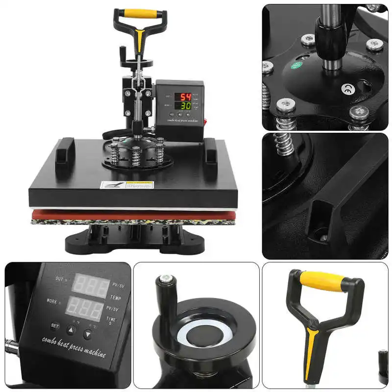 

WALFRONT 6 in 1 38x38cm Heat Press Machine Heat Transfer Printer EU Plug 220V for T-shirt Mug Cap Plate Electric Power Tools