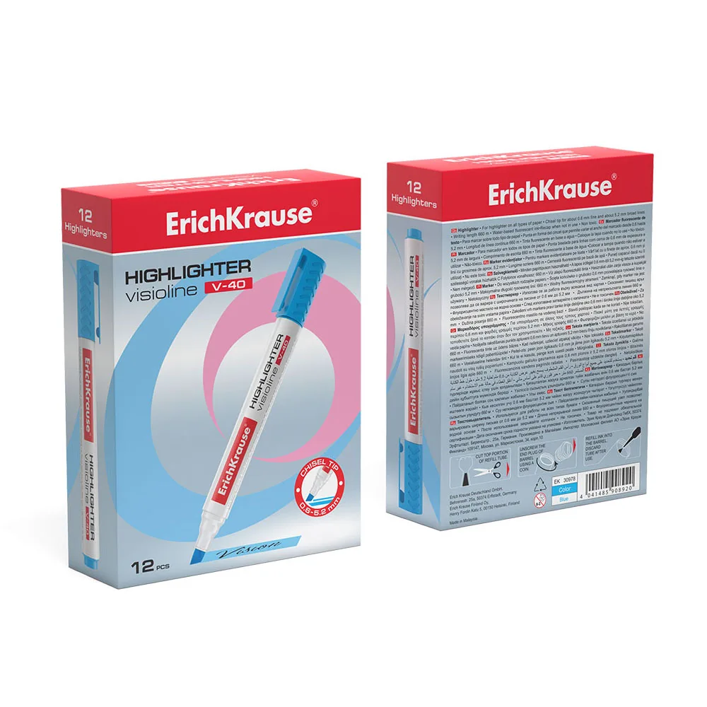 Текстмаркер ErichKrause Visioline V 40 цвет чернил желтый зеленый розовый оранжевый