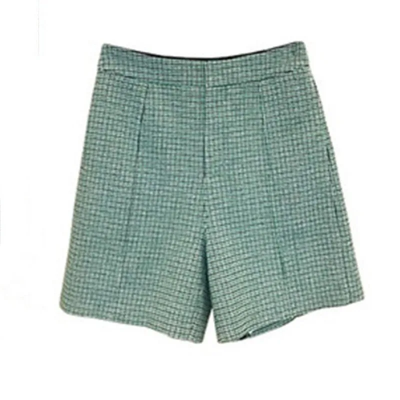 

DEAT 2021 New Two Piece Suit Notched Long Sleeve Women Green Pockets Plaid Single Button Zipper Fly Loose Fashion Tide 7E364