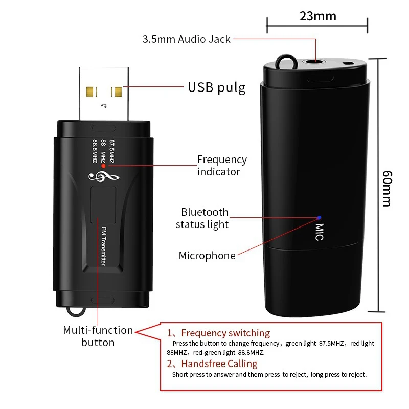 Автомобильный USB Bluetooth 5 0 адаптер беспроводной аудио для Авто гарнитура