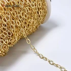 Узорчатые Кабельные цепи для рукоделия ожерелья браслета аксессуары для изготовления ювелирных изделий Компоненты 14 к позолоченная широкая цепь