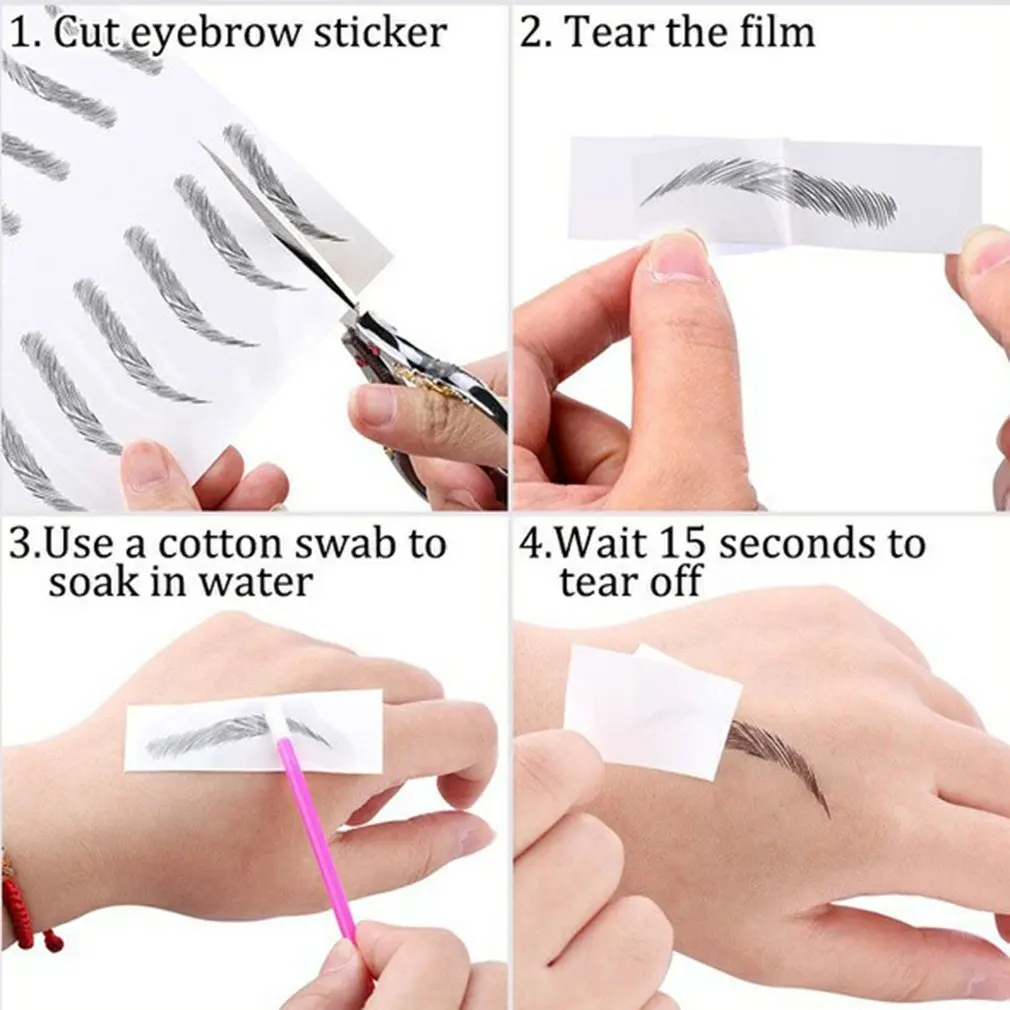 

40 Pairs 6D Bionic Eyebrow Stickers Long Lasting Natural Waterproof Imitation Eyebrow Makeup Stickers