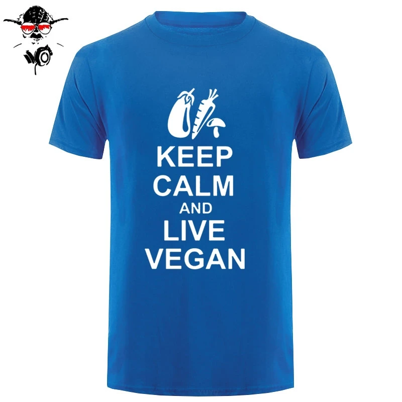 Новая летняя мужская футболка с коротким рукавом Keep Calm And Live Vegan хлопковая