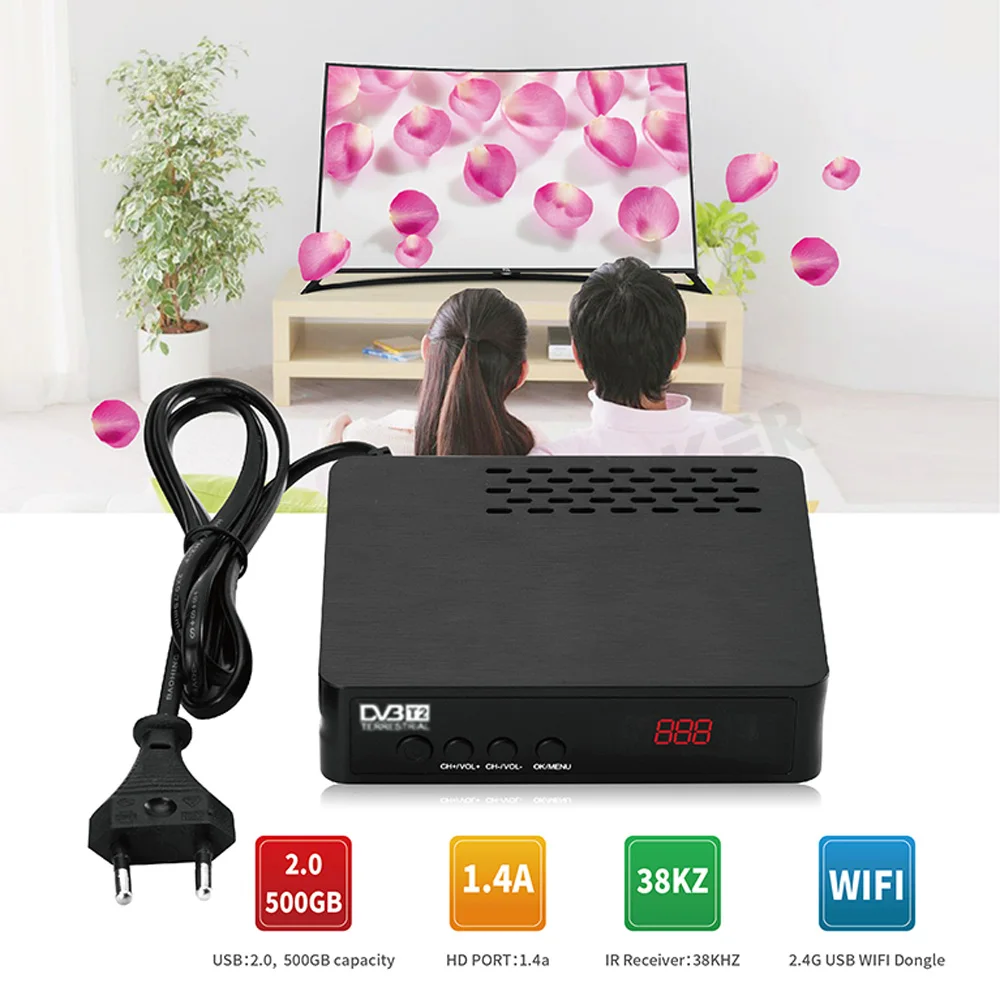 ТВ приемник DVB T2 C полностью 1080P цифровой тюнер ресивер H.265 наземный декодер Wi Fi