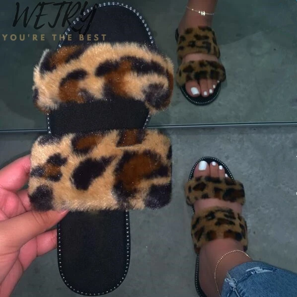 

non-slip durable sandals outdoor wild fashion beach flat flip flop Fox fur ms Spring /summer new 2020 women home furry slippers