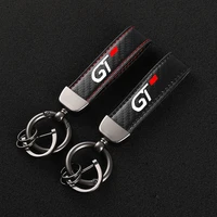 leather car keychain 360 degree rotating horseshoe key rings for peugeot gt 3008 5008 4008 3008gt 2008 508 408 308 accessories