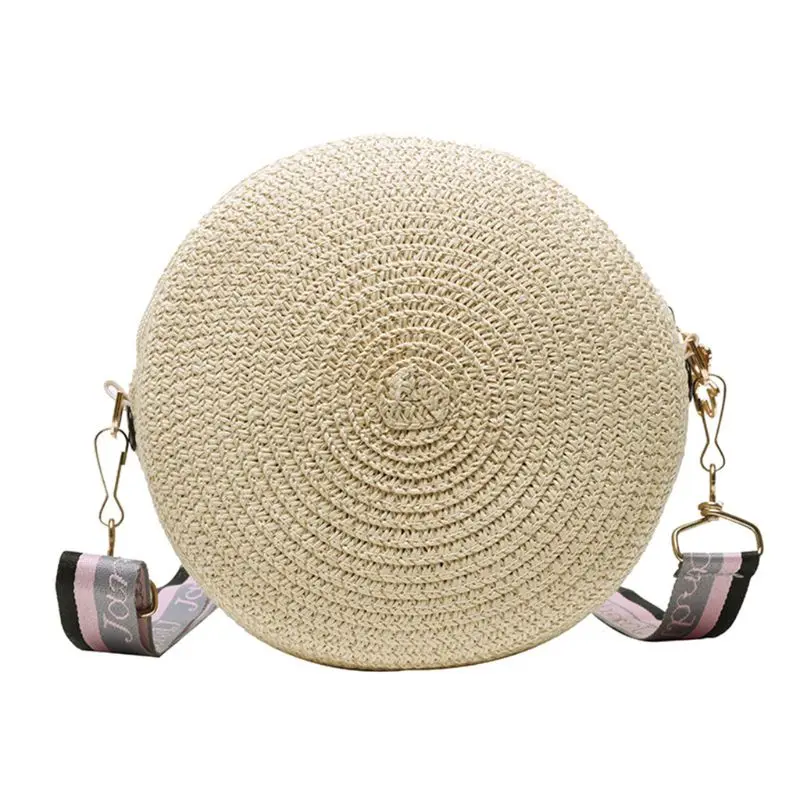 

Women Fashion Round Shoulder Bag Ladies Straw Weave Summer Crossbody Tote 20CA