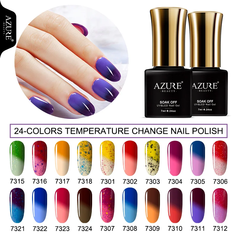 AZURE BEAUTY Гель-лак термо меняющийся Гель-лак УФ замачиваемый термо-Хамелеон Гибридный лак Эмаль Полупостоянный Гель-лак