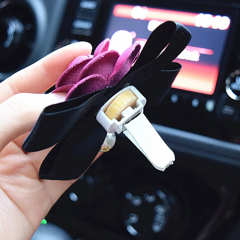 Розовый цветок автомобиля духи вентиляционное отверстие клип освежитель