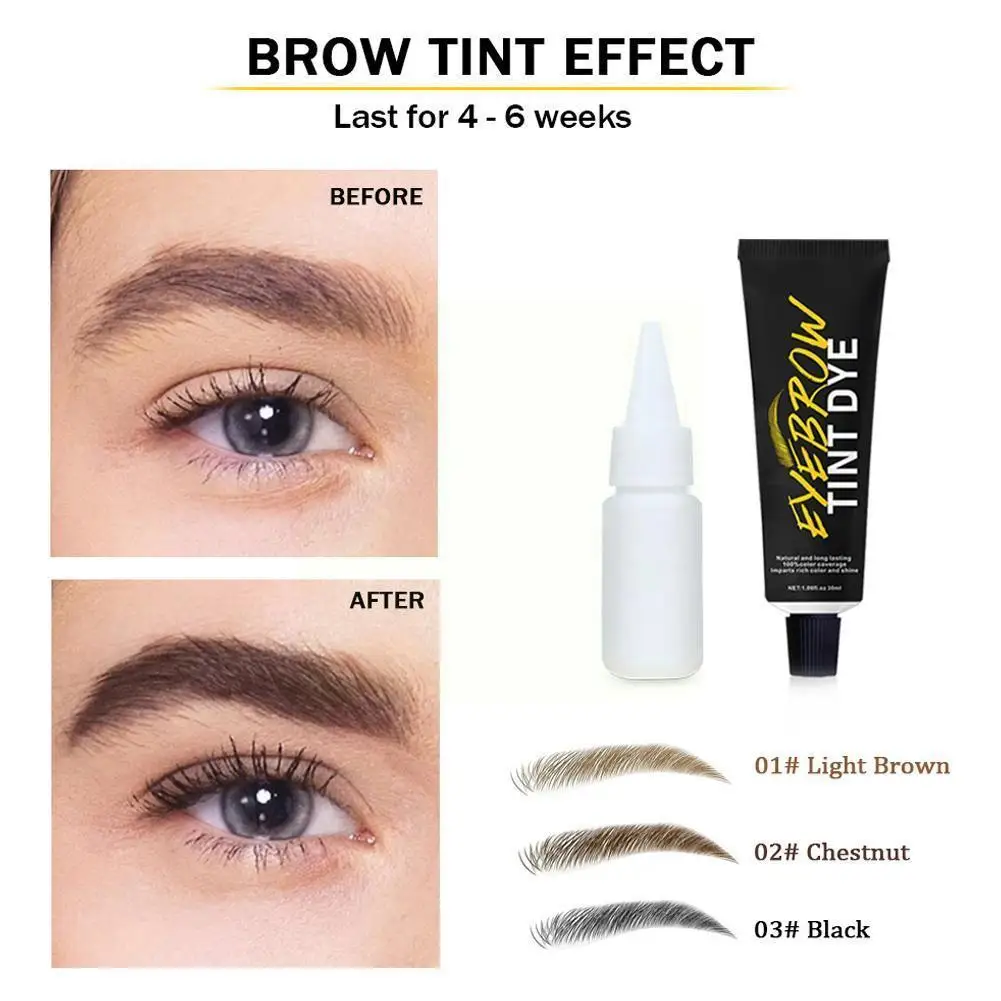 

3 In 1 Dyeing Eyebrows and Perming Eyelashes Gel Waterproof Brush with Cream Lasting Mascara Color Eyebrow 3 Long D4I7