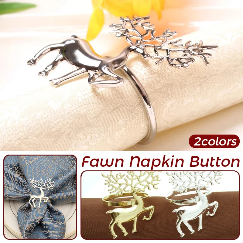

6pcs Christmas Napkin Holder Alloy High-quality Delicate Fawn Deer Napkin Ring Xmas Table Setting/Bar Party Dinner Hotel Decor