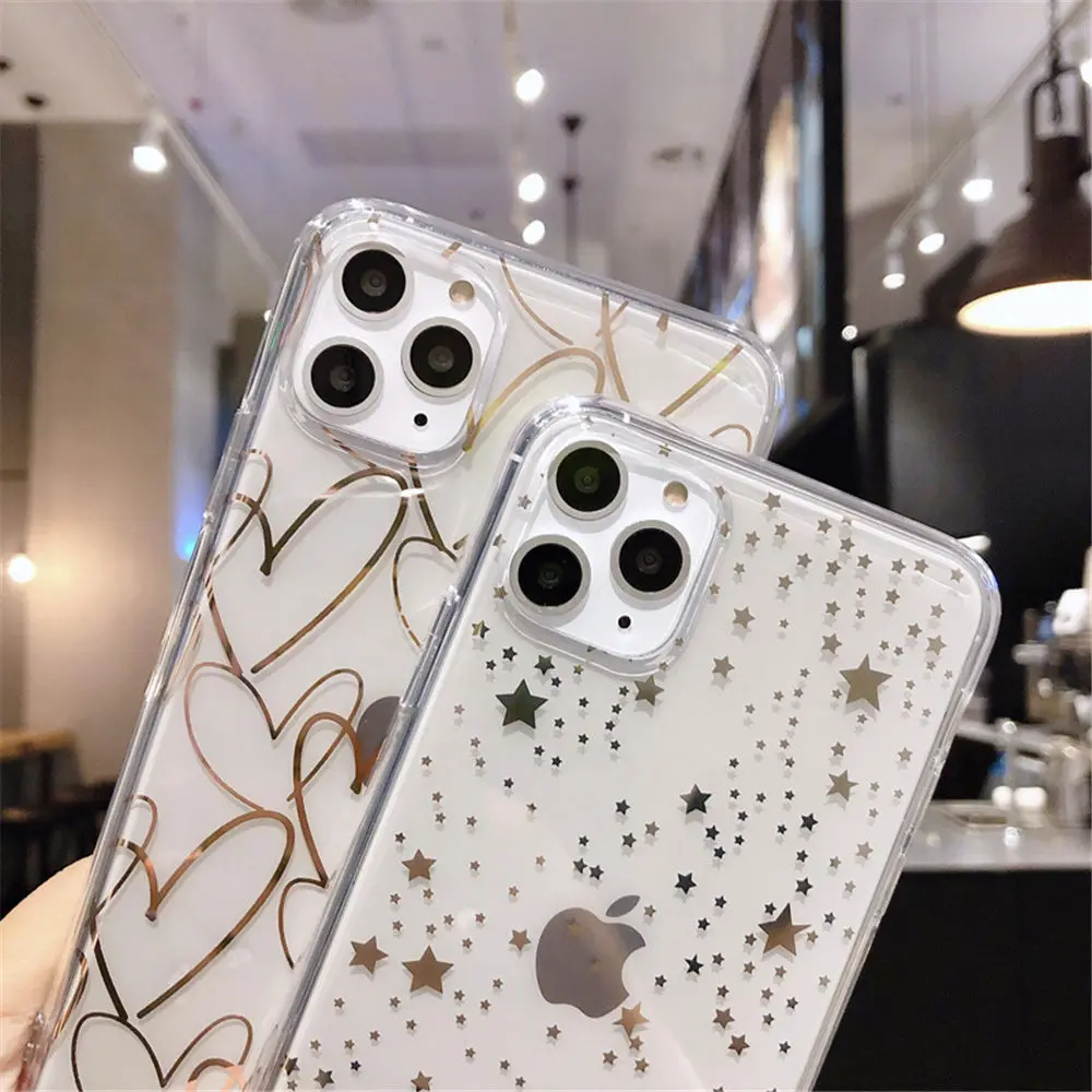 Lovebay Love Heart чехол для телефона для iPhone 7 8 6 6s Plus 11 Pro X XR XS Max прозрачный гальванический Мягкий ТПУ силиконовый чехол