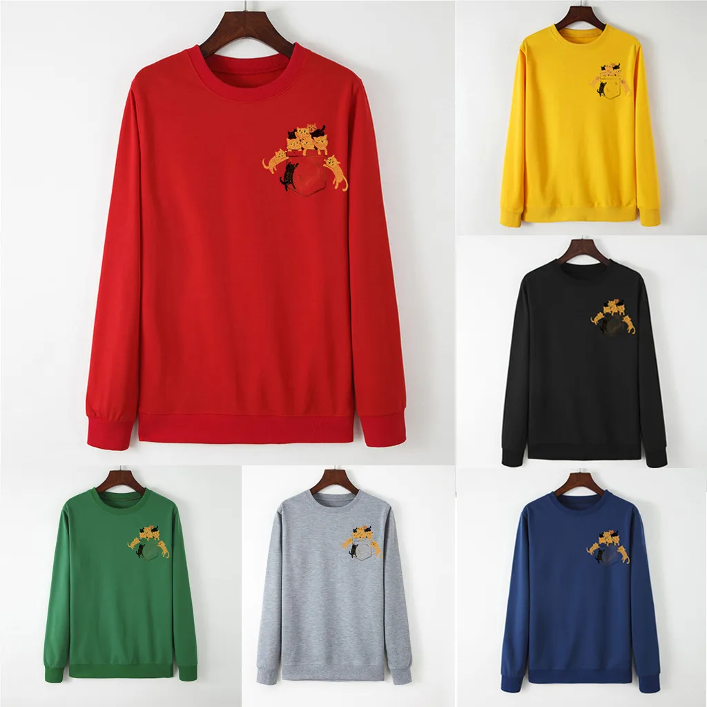 Толстовка большого размера с капюшоном Kawaii толстовка и принтом кошек Женская