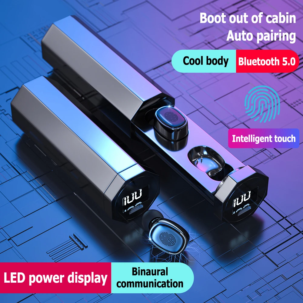 B9 наушники-вкладыши TWS с Беспроводной Bluetooth наушники 5 0 стерео Mini LED Дисплей