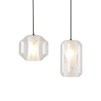 restaurant bar pendant lamp postmodern minimalist white marble hanging light nordic fashion e27 led glass lighting luminaire