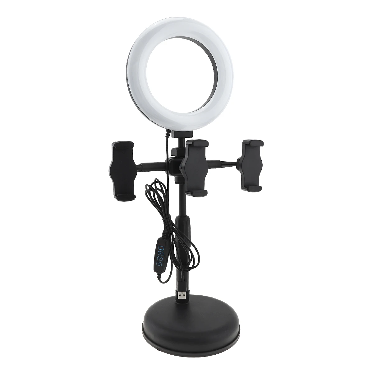 6 Inch 16cm LED Selfie Ring Light with Desktop Stand 3pcs Mobile Phone Clips Holder 3000-5800K Fill Light for Live Photo Video