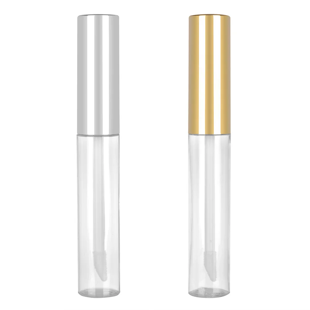 

10Pcs/lot Empty Gold Silver Lip Gloss Tube Plastic Refillable Bottles Liquid Lipstick Container lipgloss Sample Bottle 10ML