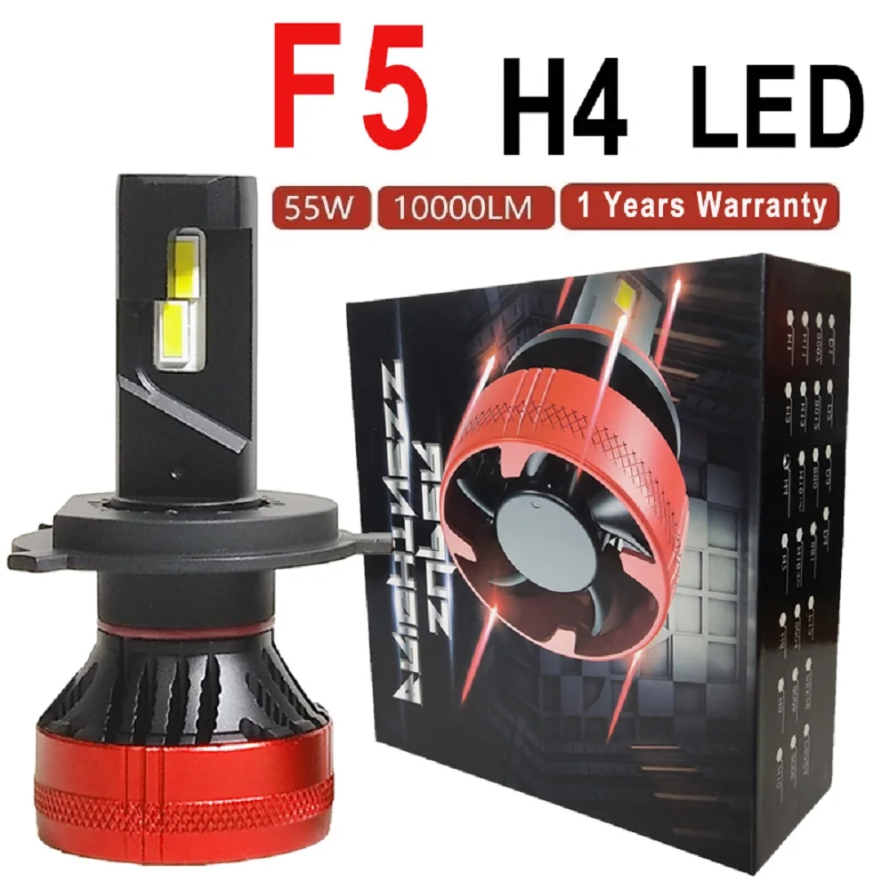 

Автомобильные светодиодные лампы F5 H4, противотуманные фары высокой мощности, светодиодная фара для автомобиля 6500 лм, K, белые лампочки, опто...