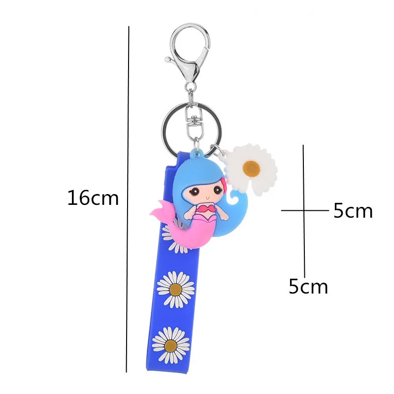 

New Cartoon Mermaid Flower Keychain Small Daisy Series Keychain Creative Bag Car Pendant Exquisite Gift For Friends