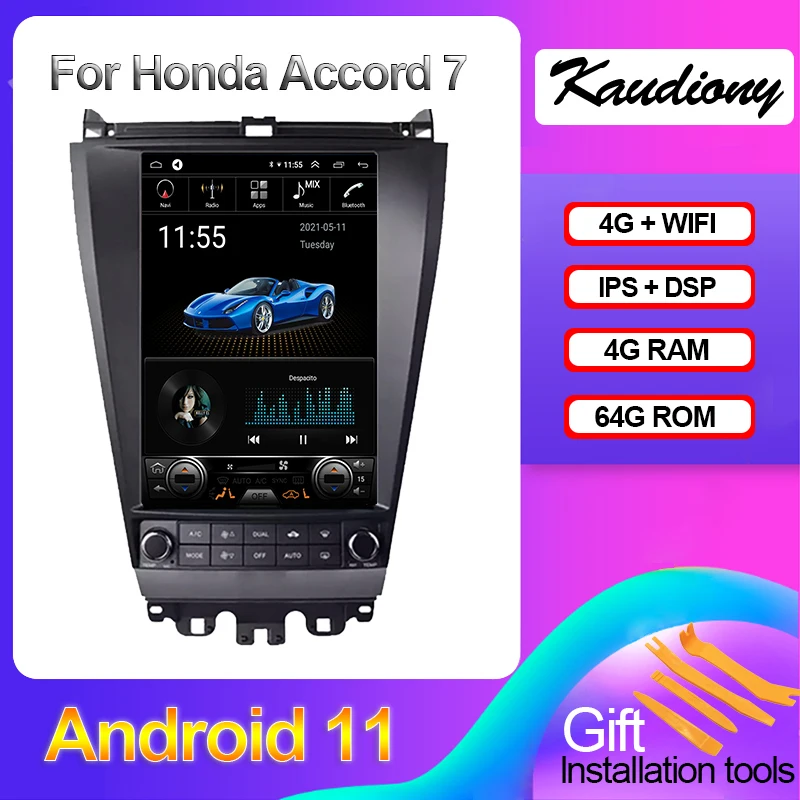 Kaudiony 12 8 &quotTesla Style Android 10 для Honda Accord 7 автомобильный DVD мультимедийный плеер Авто