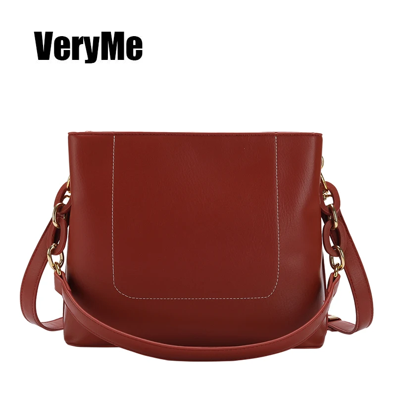 

VeryMe Large Capacity Shoulder Lady Pack Solid Color Leather Crossbody Women Bag Female Wild Handbag Travel Tote Torebki Damskie