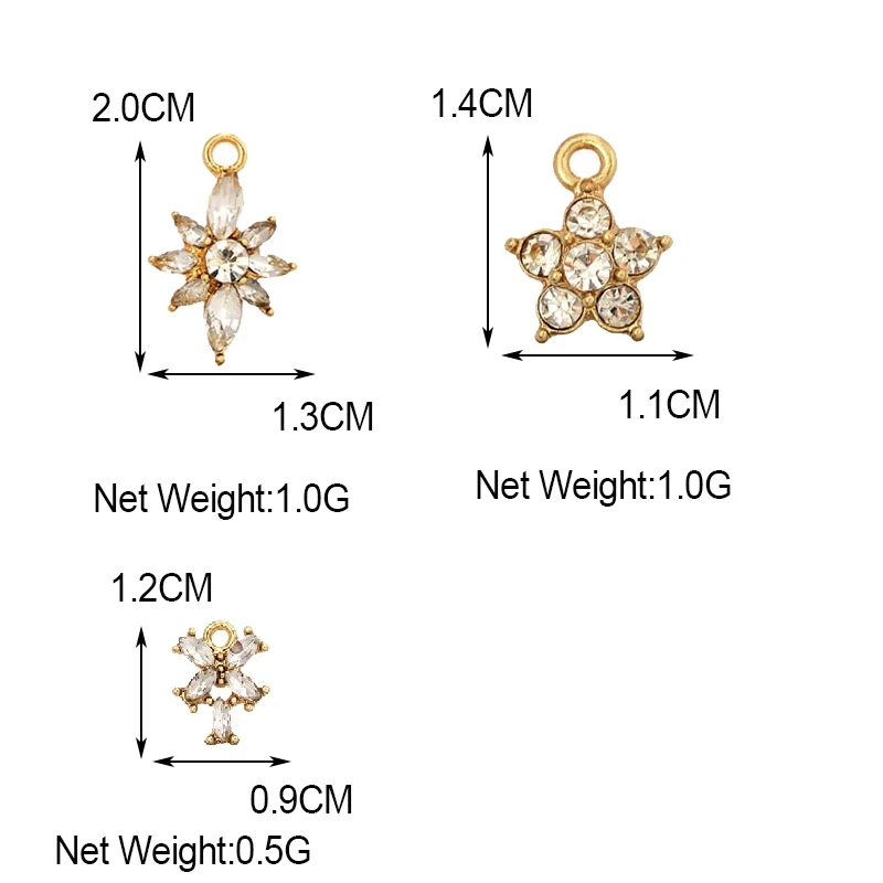 

12Pcs Transparent Crystal SuFlower Charms Metal Plant Pendant Wholesale For Earrings Necklace DIY Crafts Supplies Jewelry Bulk