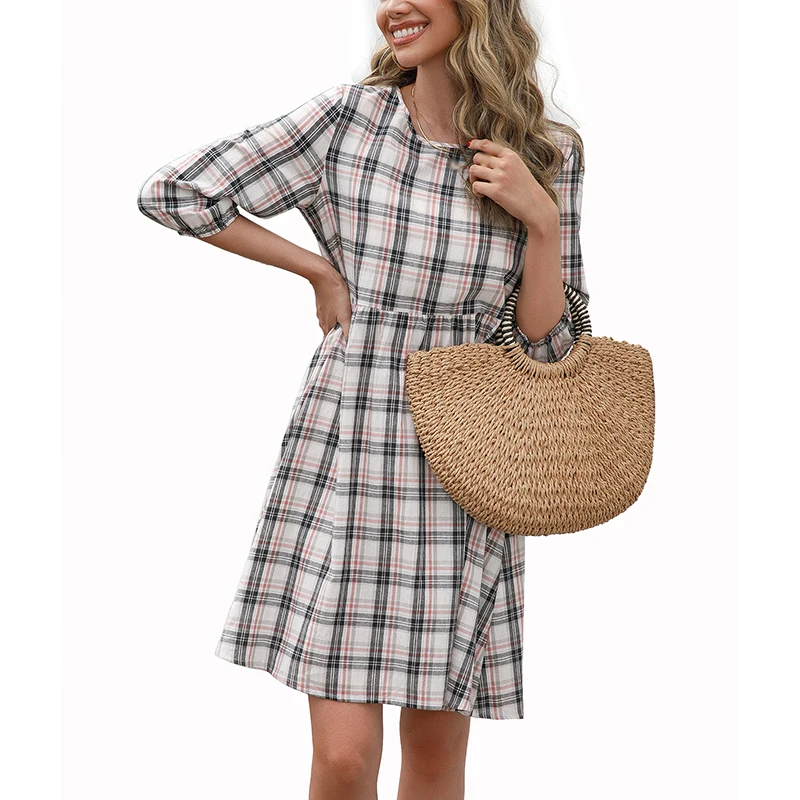 

Свободное Цветочное платье с круглым вырезом, вечернее платье, Женский пуловер с рукавом до локтя, сексуальное мини-платье CVFDRE1