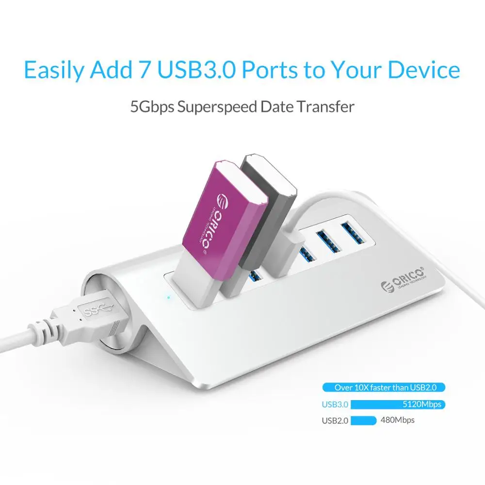 USB разветвитель ORICO алюминиевый с 7 портами 3 0 и адаптером питания 12 В|hub mac|orico usb hubusb