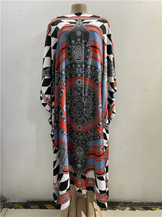 (4 цвета) 2020 Новинка Африканский Шелковый принт летучая мышь рукав свободный