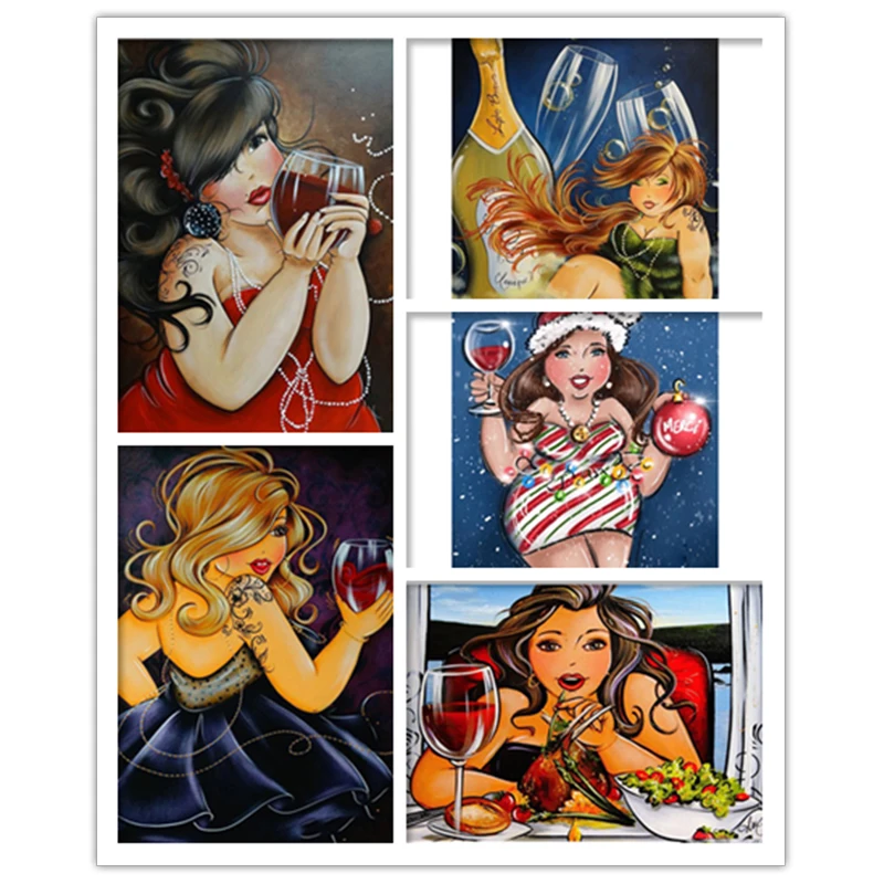 Полноразмерная/круглая Алмазная 5D картина сделай сам объемная вышивка Fat Ladies