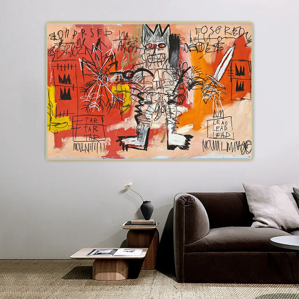 

Jean-Michel Basquiatã€ŠUntitled(Warrior)ã€‹Street Abstract Graffiti Canvas Art Oil Painting Artwork Picture Decor Home Decoration