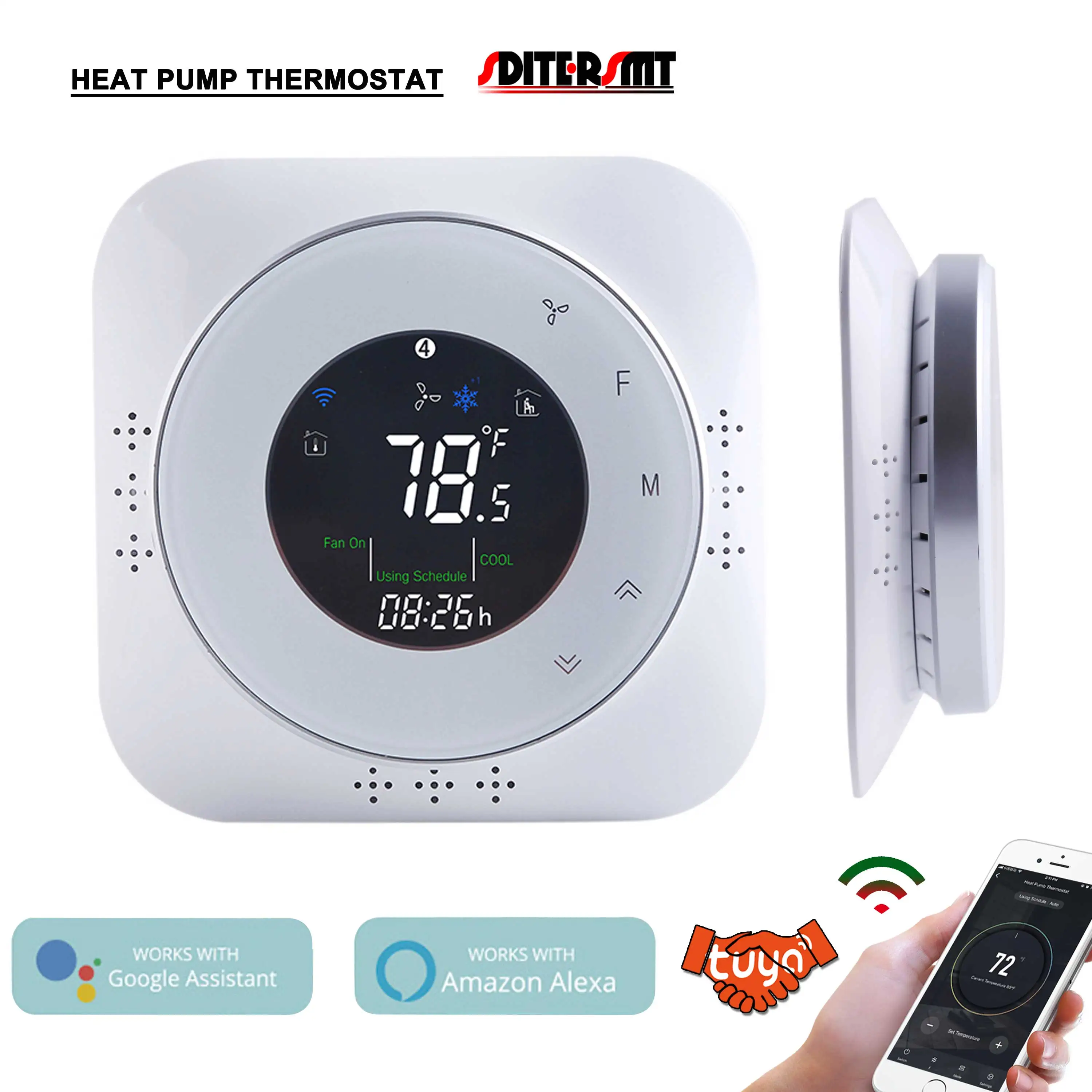 

24 В геотермальный тепловой насос, умный термостат Google WIFI TUYA для США, Канада Стандартный компрессор, воздушно-водяной теплообменник