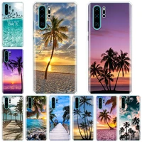 summer beach scene at sunset on sea palm tree phone case for huawei honor 50 20 pro p smart z 2021 y5 y6 y7 y9 10i 9 lite 9x 8a