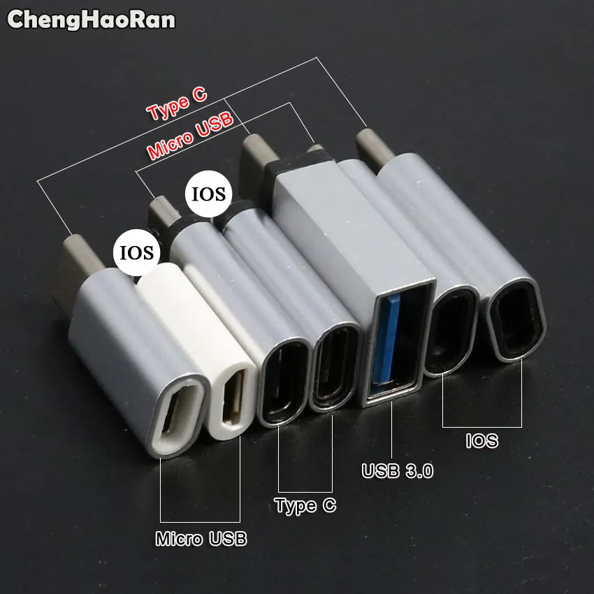 Адаптер ChengHaoRan Micro USB к Type C IOS коннектор для Xiaomi Huawei Samsung S8 3 0 адаптер на мобильный